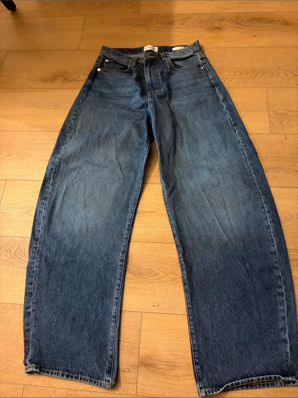 Frame Denim Men's Relaxed Jeans - Dark Blue with Golden Stitching